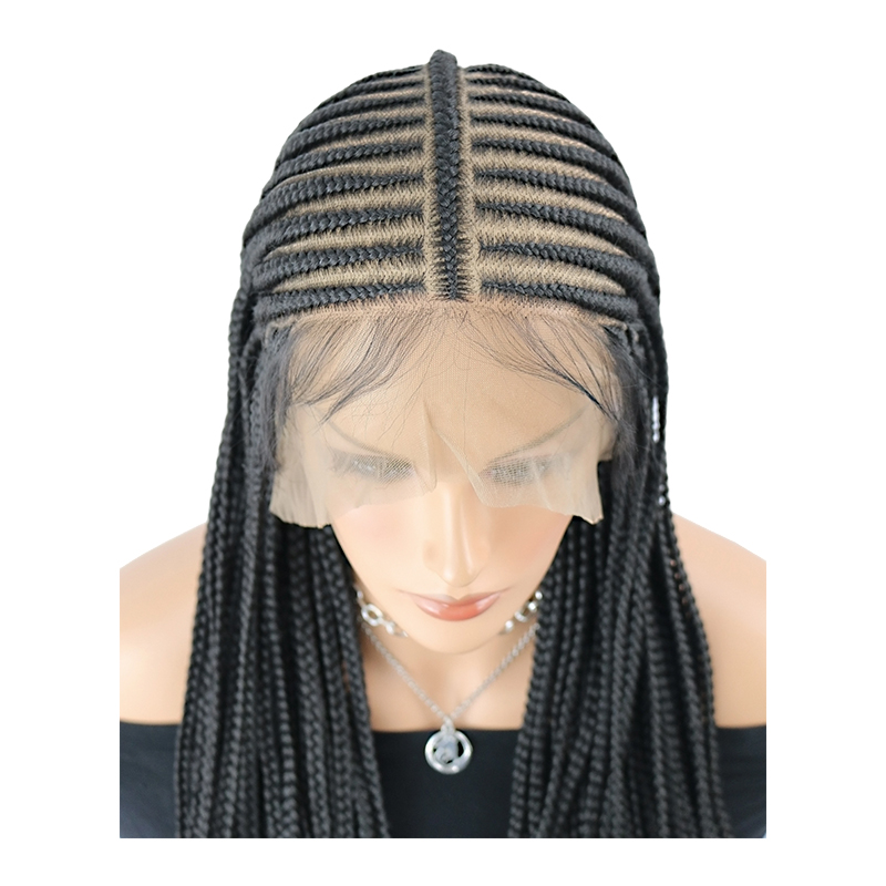 13X8 Lace Front Cornrow Braided Wigs for Women Box Braided Wig with Baby Hair Cornrows Box Braids wigs Black Braid Hair Wigs 36Inch