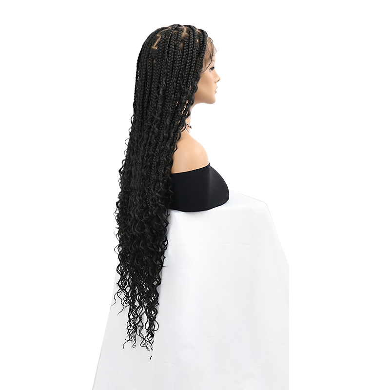 36Inch 360° Handtied Full Lace Braided Wigs for Women Box Braid Wig With Baby Hair Knotless Boho Synthetic Braided Hiar Wigs