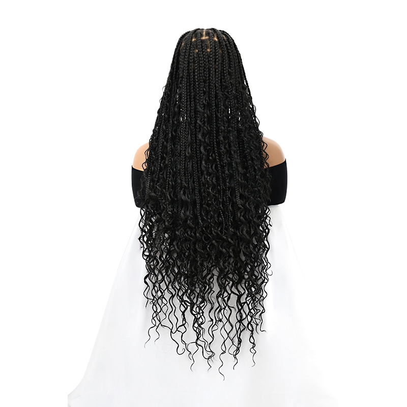 36Inch 360° Handtied Full Lace Braided Wigs for Women Box Braid Wig With Baby Hair Knotless Boho Synthetic Braided Hiar Wigs