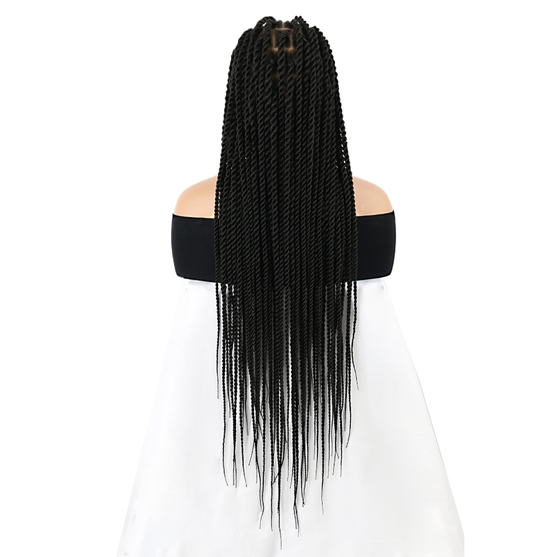 360°  Synthetic Full Lace Braided Wigs Knotless Twist Braided Wig for Women Natural Long Black Twist Braid wigs with Baby Hair 36Inch