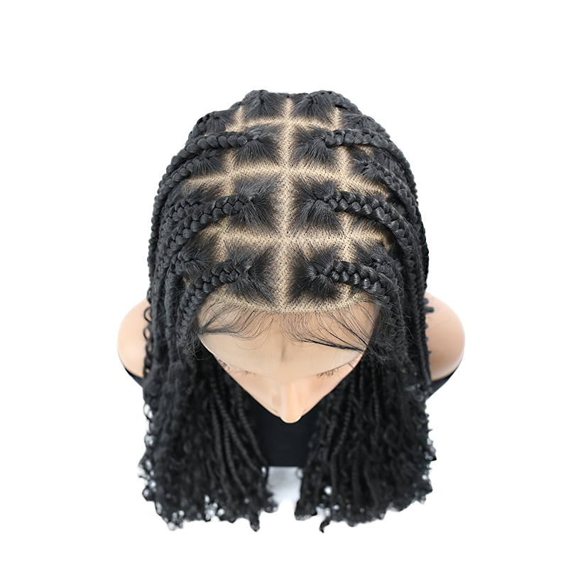 36Inch 360° Handtied Full Lace Braided Wigs for Women Box Braid Wig With Baby Hair Knotless Boho Synthetic Braided Hiar Wigs