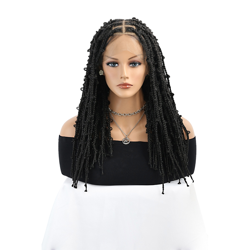 360° HD Full Lace Braided Wigs For Women Short Knotless Braided Wigs Butterfly Box Braid Wig With Baby Hair Shoulder Length Braided Lace Front Wigs Black