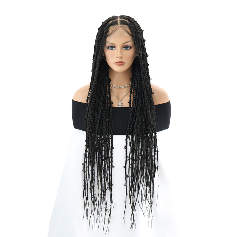 Knotless Braided Wigs 36'' Butterfly Locs Box Braids Wig Full Lace Braided Wigs With Baby Hair Braided Black Wig For Women