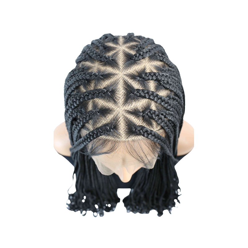 360°  HD Full Lace Triangle Knotless Braided Wigs With Fashion Curly Ends For Black Women With Baby Hair In 36inch