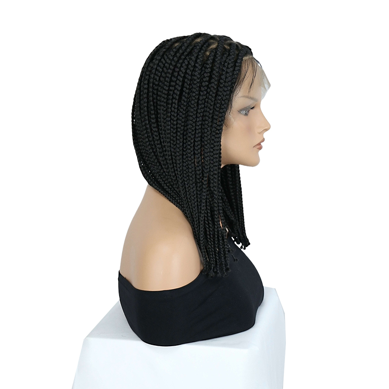 360°  HD Full Lace Triangle Knotless Braided Lace Wig for Black Women Short Braid Wig In 14inch