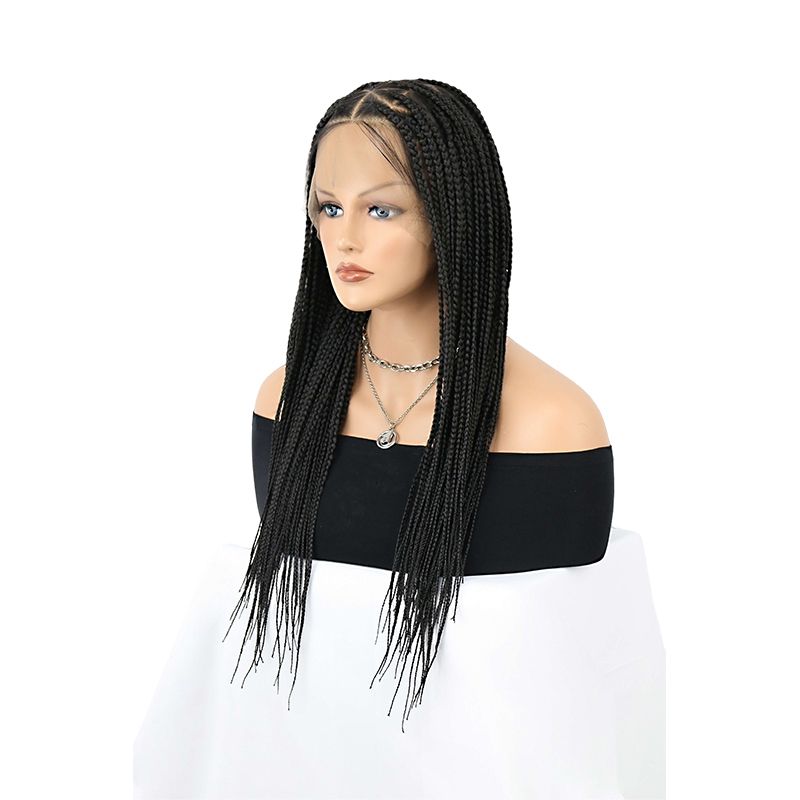 360°  HD Full Lace Triangle Knotless Braided Wigs for Black Women Natural Long Black With Baby Hair In 36inch