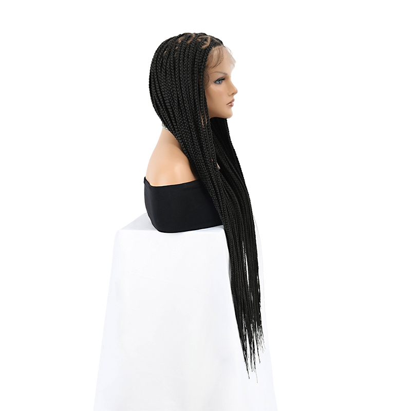 360°  HD Full Lace Triangle Knotless Braided Lace Wig for Black Women Natural Long Black Braid Wigs In 36inch 
