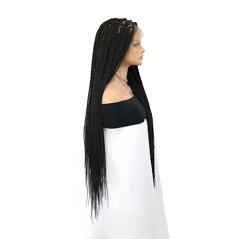 36inch HD Lace Triangle Knotless Twist Braided Full Lace Wigs for Black Women Natural Long Black With Baby Hair