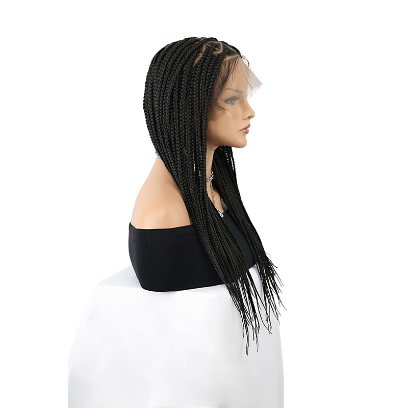 360°  HD Full Lace Triangle Knotless Braided Wigs for Black Women Natural Long Black With Baby Hair In 36inch