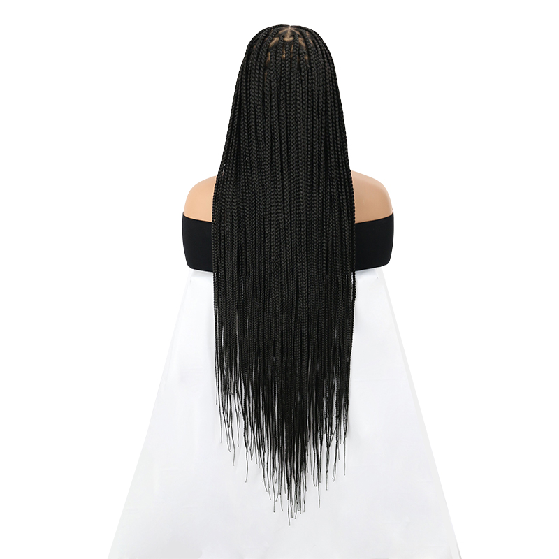 360°  HD Full Lace Triangle Knotless Braided Lace Wig for Black Women Natural Long Black Braid Wigs In 36inch 