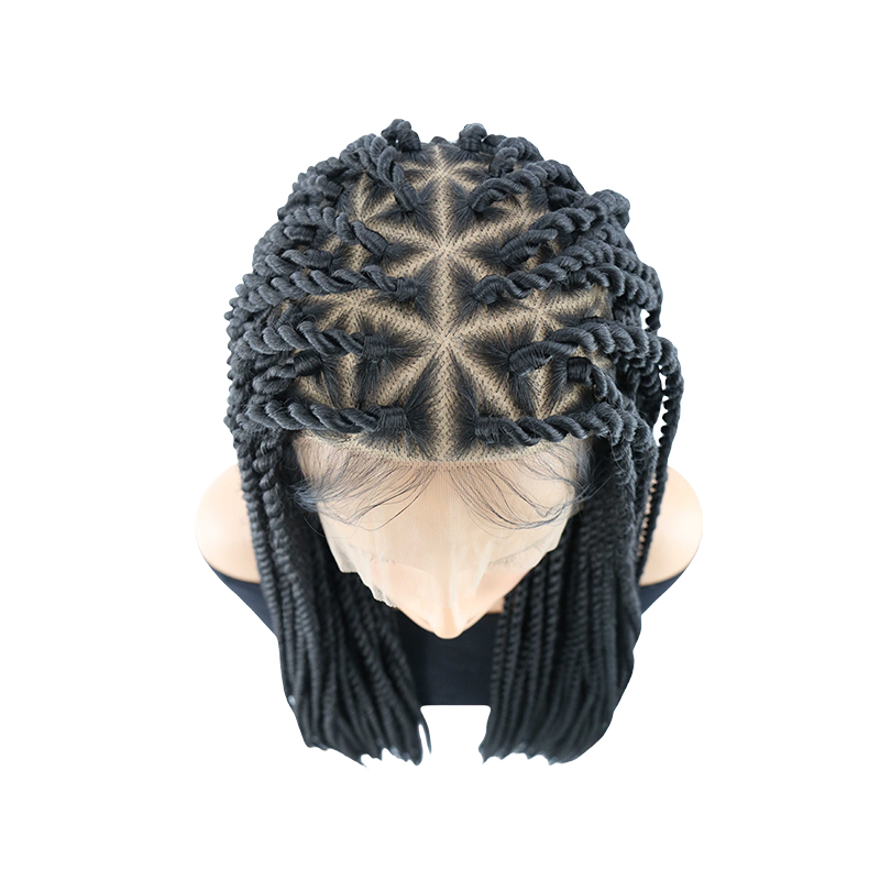 36inch HD Lace Triangle Knotless Twist Braided Full Lace Wigs for Black Women Natural Long Black With Baby Hair