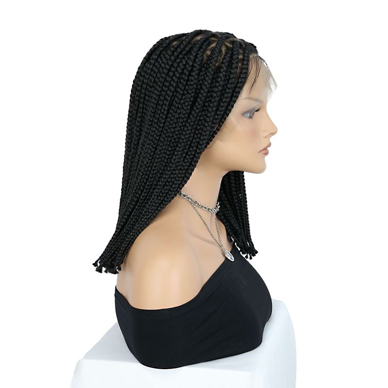 360°  HD Full Lace Triangle Knotless Braided Lace Wig for Black Women Short Braid Wig In 14inch