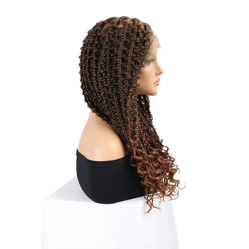 360° HD Full Lace Short Bob Braided Wigs for Women Knotless Butterfly Box Braid Wig with Baby Hair Human Hair Blended Braided Lace Front Wigs Brown 24 Inch
