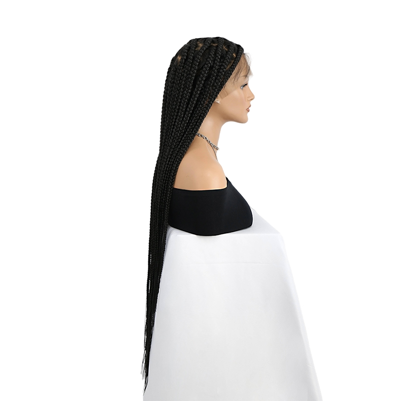 36 inch HD Full Lace Braided Wigs Heart Shape Knotless Braided Wigs for Women Box Braid Wig with Baby Hair Natural Long Black