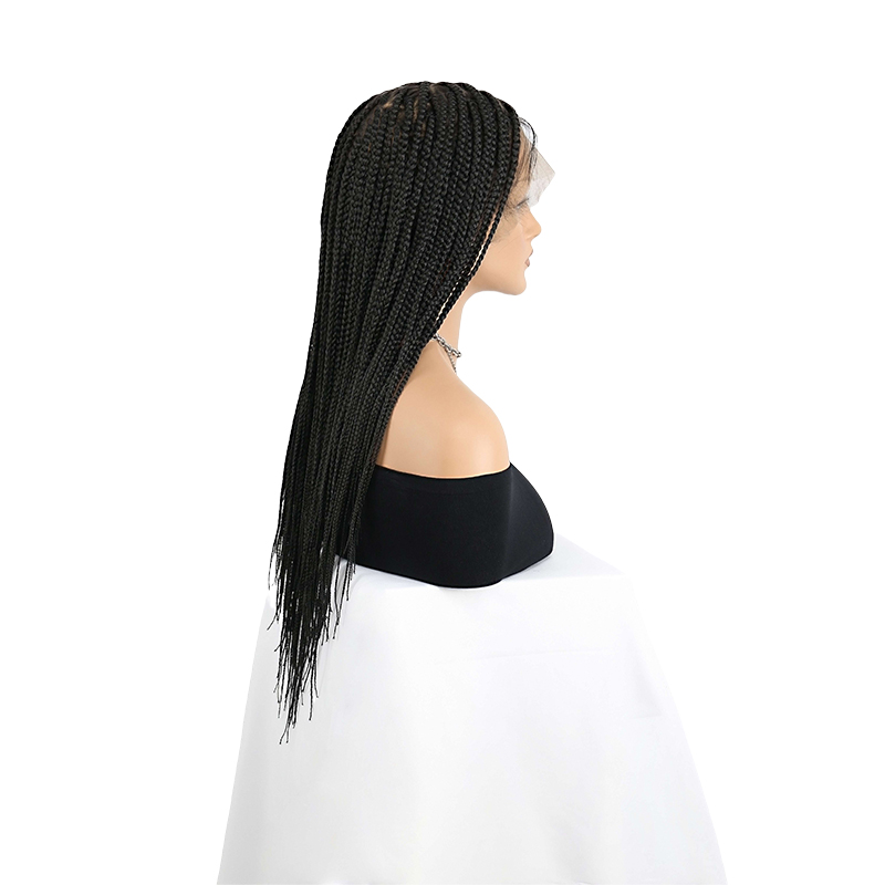 360°  HD Full Lace Triangle Knotless Braided Wigs for Black Women Natural Long Black With Baby Hair In 36inch