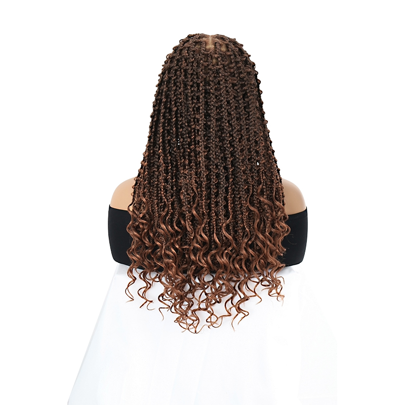 360° HD Full Lace Short Bob Braided Wigs for Women Knotless Butterfly Box Braid Wig with Baby Hair Human Hair Blended Braided Lace Front Wigs Brown 24 Inch