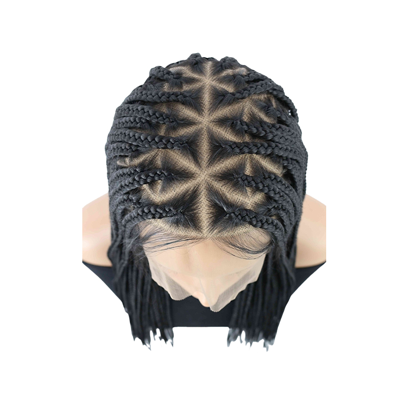 360°  HD Full Lace Triangle Knotless Braided Wigs for Black Women Natural Long Black With Baby Hair In 36inch