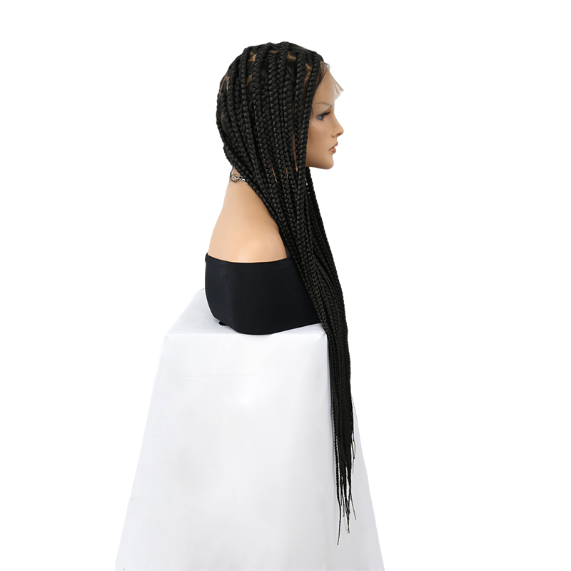 36 inch HD Full Lace Braided Wigs Heart Shape Knotless Braided Wigs for Women Box Braid Wig with Baby Hair Natural Long Black