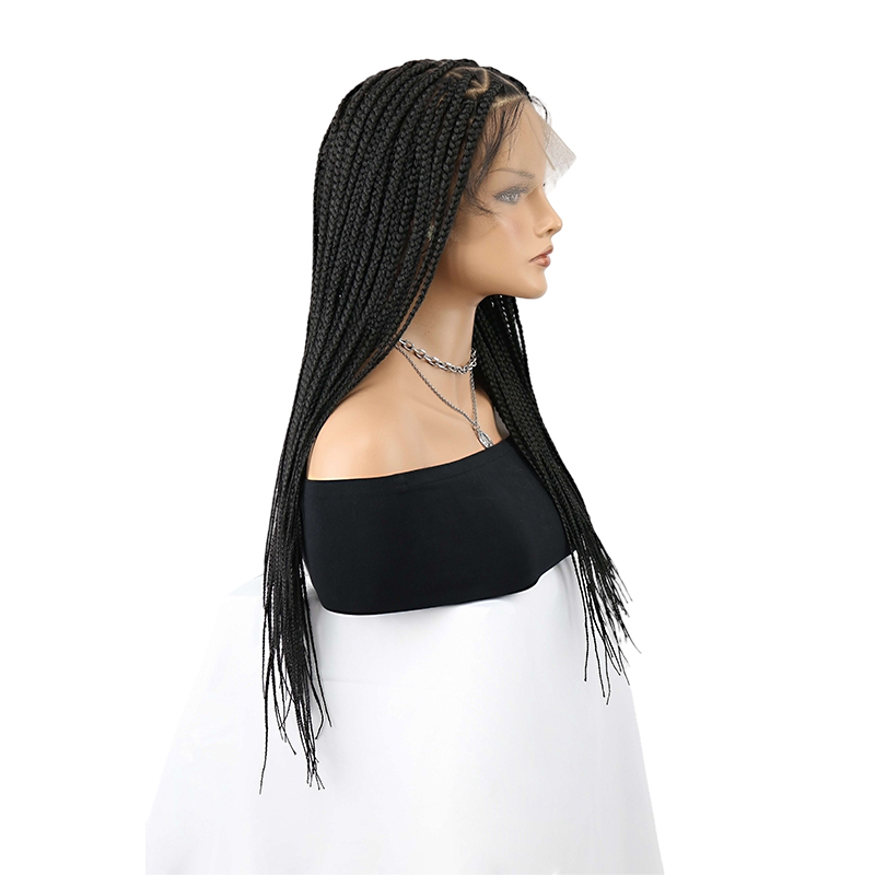 360°  HD Full Lace Triangle Knotless Braided Wigs for Black Women Natural Long Black With Baby Hair In 36inch