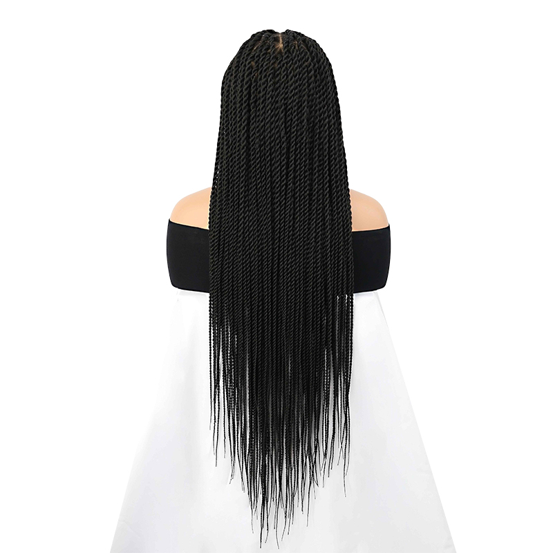 36inch HD Lace Triangle Knotless Twist Braided Full Lace Wigs for Black Women Natural Long Black With Baby Hair