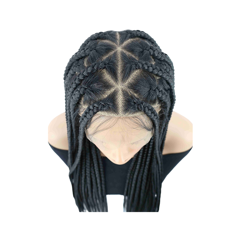 36 inch HD Full Lace Braided Wigs Heart Shape Knotless Braided Wigs for Women Box Braid Wig with Baby Hair Natural Long Black