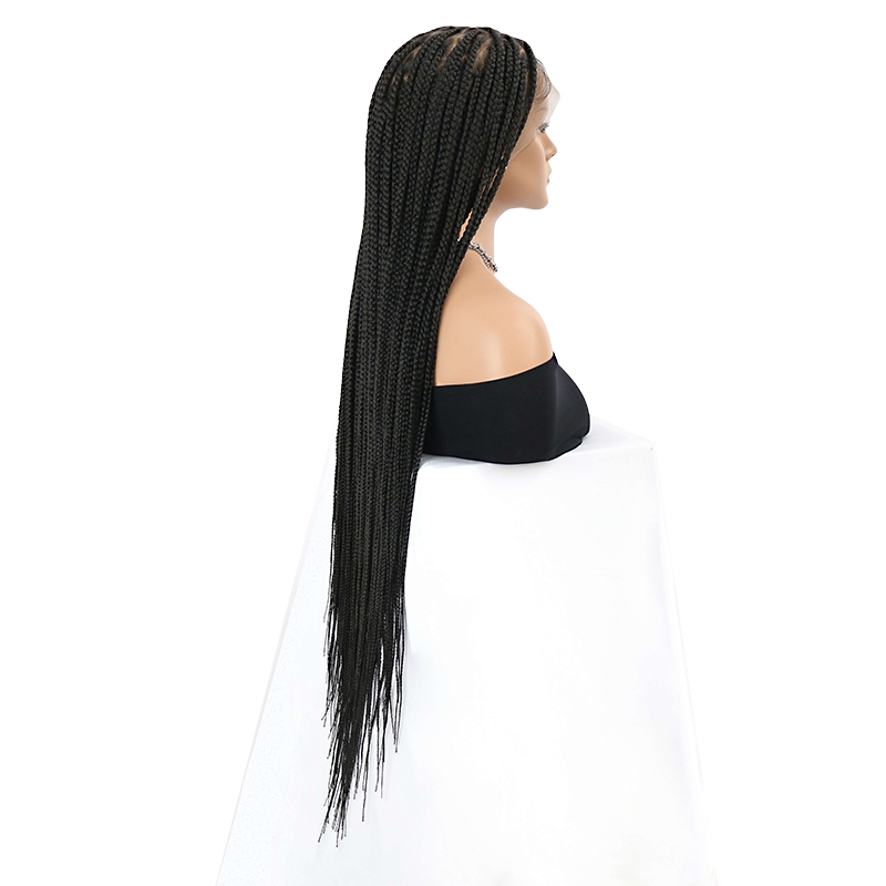 360°  HD Full Lace Triangle Knotless Braided Lace Wig for Black Women Natural Long Black Braid Wigs In 36inch 