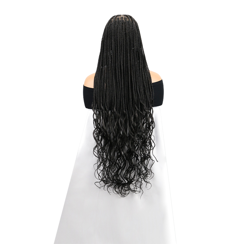 13x8 HD Lace Front Knotless Braided Wigs for Black Women Box Braid Wig Boho Braided Wigs with Curly End with Baby Hair36 Inch