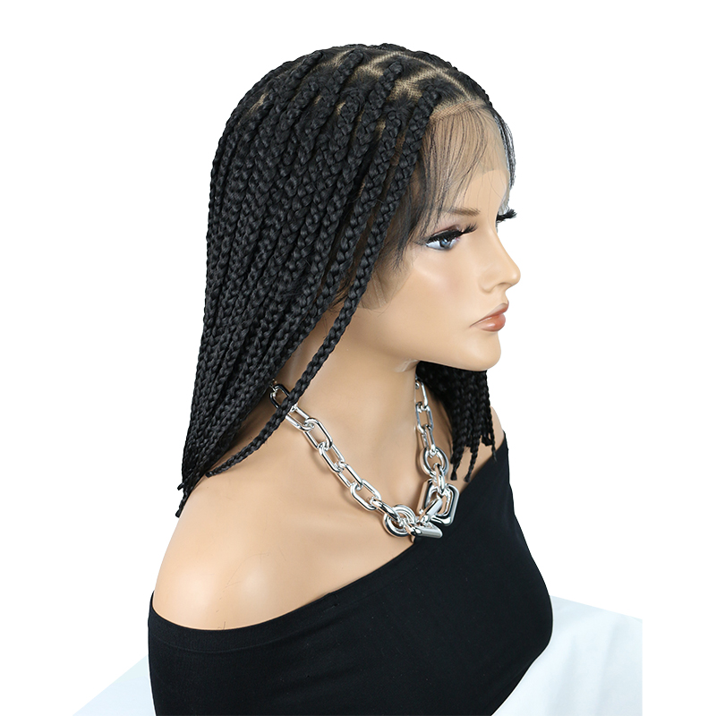 13x8 HD Lace Front Short Braided Wigs for Black Women, 12 inch Box Braid Wig Short Natural Black Braided Wig