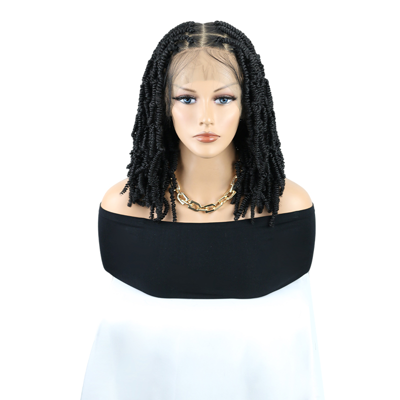 12 Inch Short Spring Twist Wig for Black Women, Natural Black Knotless 13*8 Lace Front Braided Wig With Baby Hair