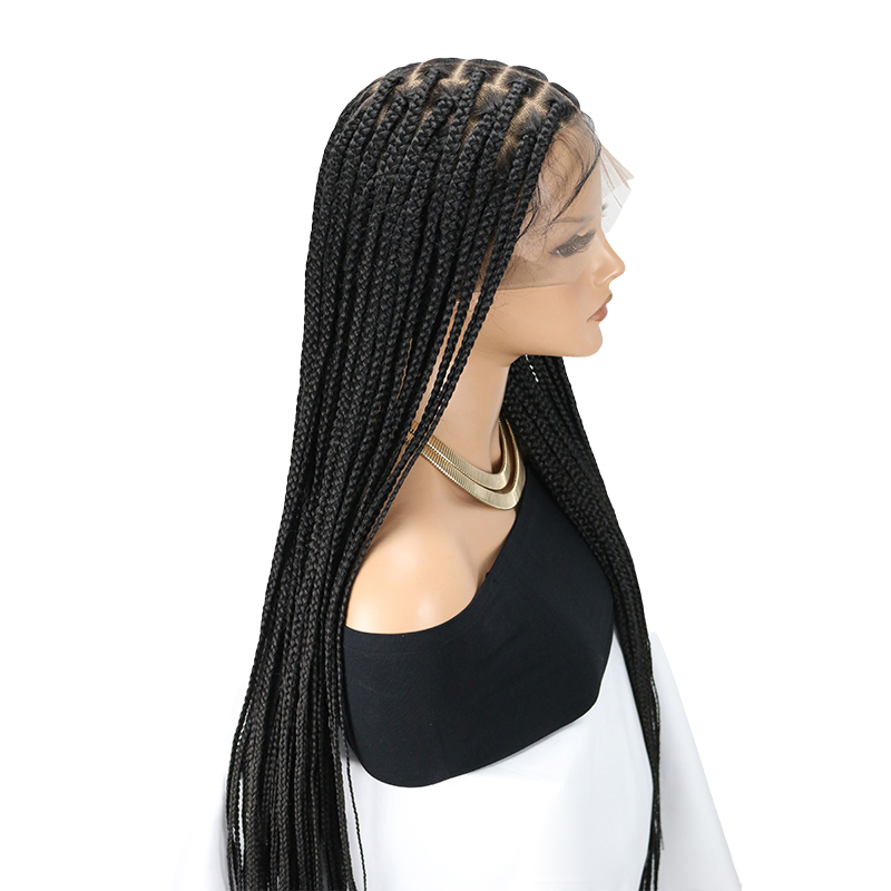 13*8 HD Lace Knotless Braided Wigs for Women Box Braid Wig with Baby Hair Braided Lace Front Wigs Premium Synthetic Braid Wig Long Black 36