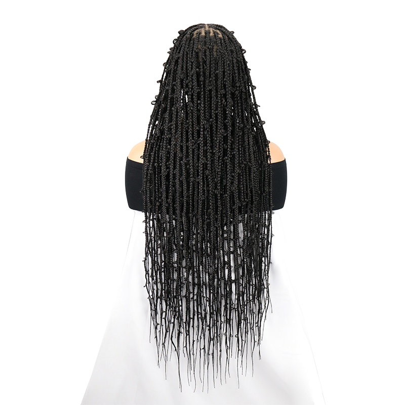 13x8 HD Lace Front Braided Wigs for Women Knotless Braided Wigs Butterfly Box Braid Wig with Baby Hair Free Parting Human Hair Blended Braided Lace Front Wigs Natural Black