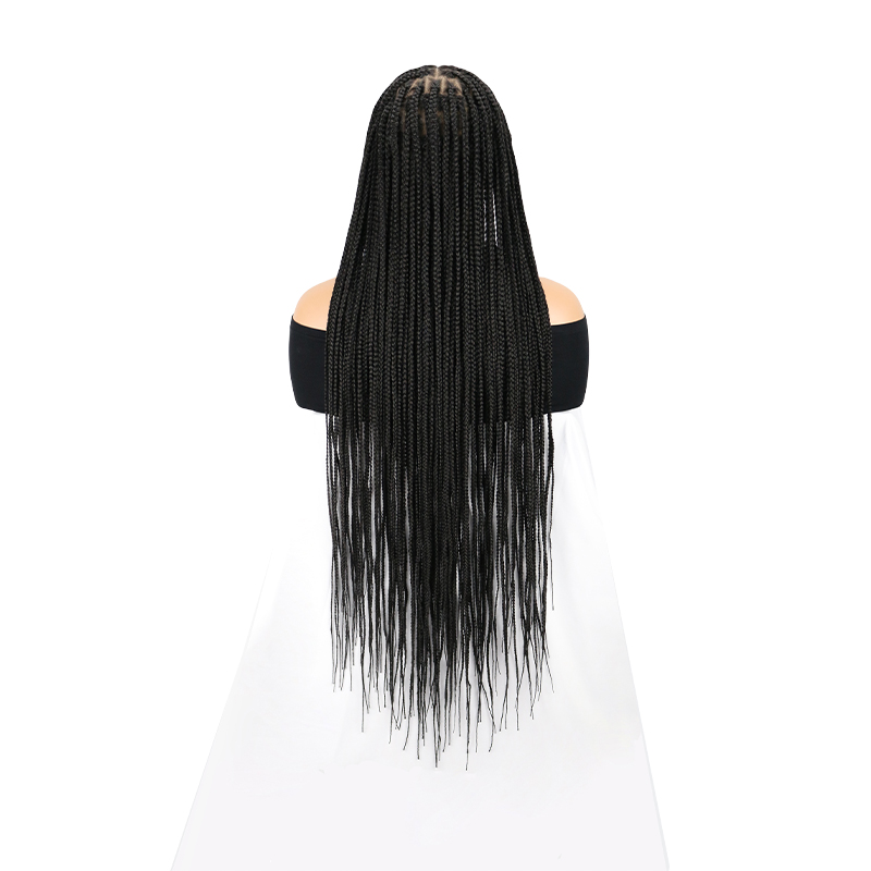 13*8 HD Lace Knotless Braided Wigs for Women Box Braid Wig with Baby Hair Braided Lace Front Wigs Premium Synthetic Braid Wig Long Black 36