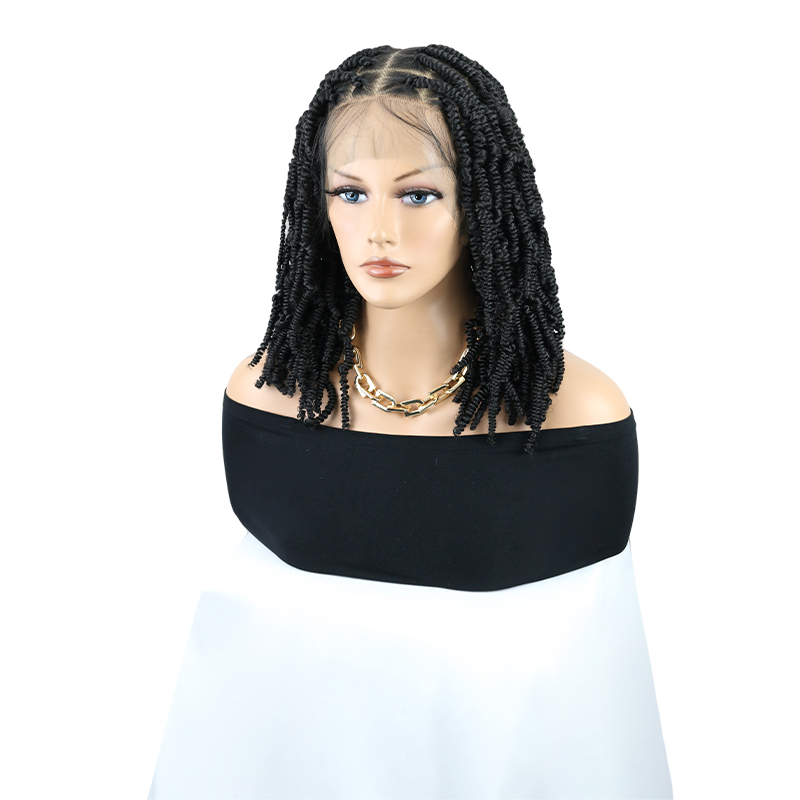 12 Inch Short Spring Twist Wig for Black Women, Natural Black Knotless 13*8 Lace Front Braided Wig With Baby Hair