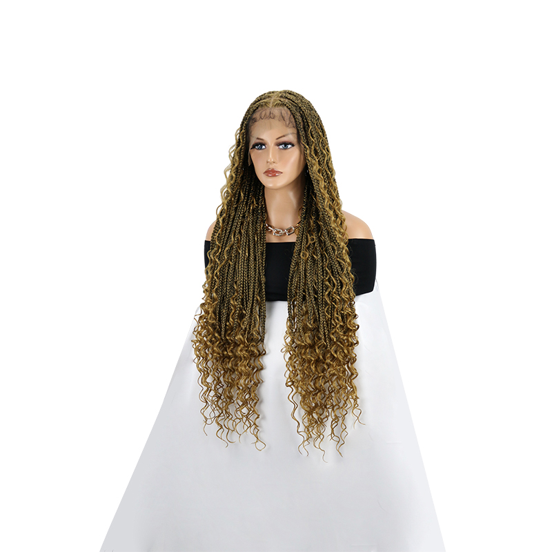 13x8 HD Lace Front Braided Wigs Boho Braided Wigs for Women Knotless Braid Wig with Baby Hair Box Braid wigs Long Premium Synthetic Wig Black 36 Inch
