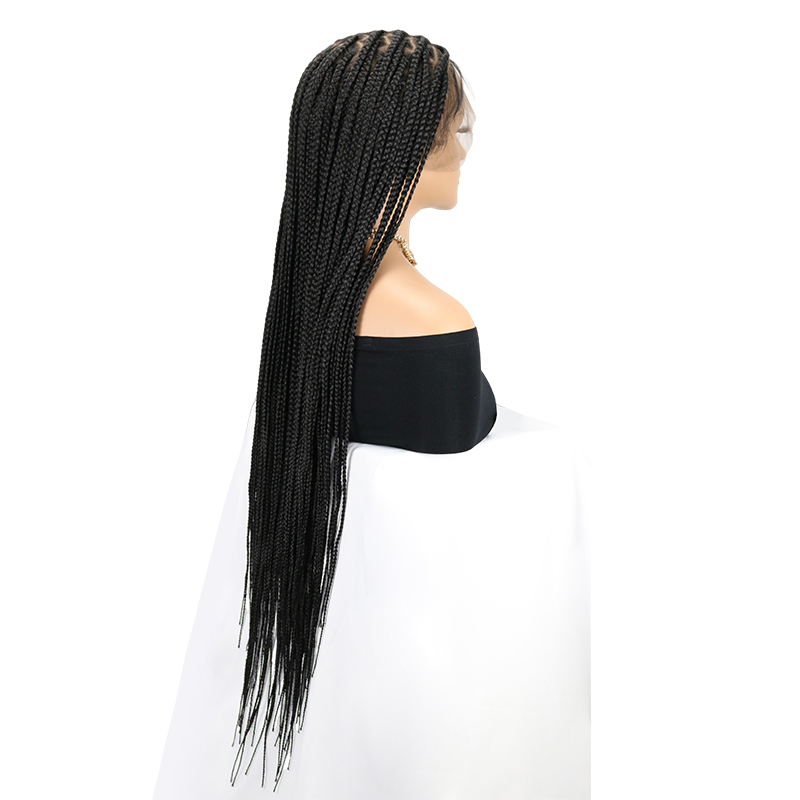 13*8 HD Lace Knotless Braided Wigs for Women Box Braided Wig with Baby Hair Long Black 36