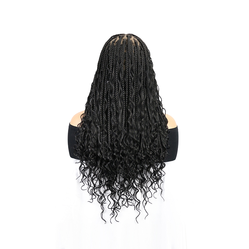 13x8 HD Lace Front Braided Wigs Boho Braided Wigs for Women Knotless Braid Wig with Baby Hair Box Braid wigs Long Premium Synthetic Wig Black 26 Inch
