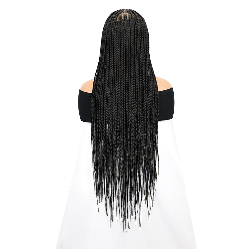 13*8 HD Lace Knotless Braided Wigs for Women Box Braided Wig with Baby Hair Long Black 36