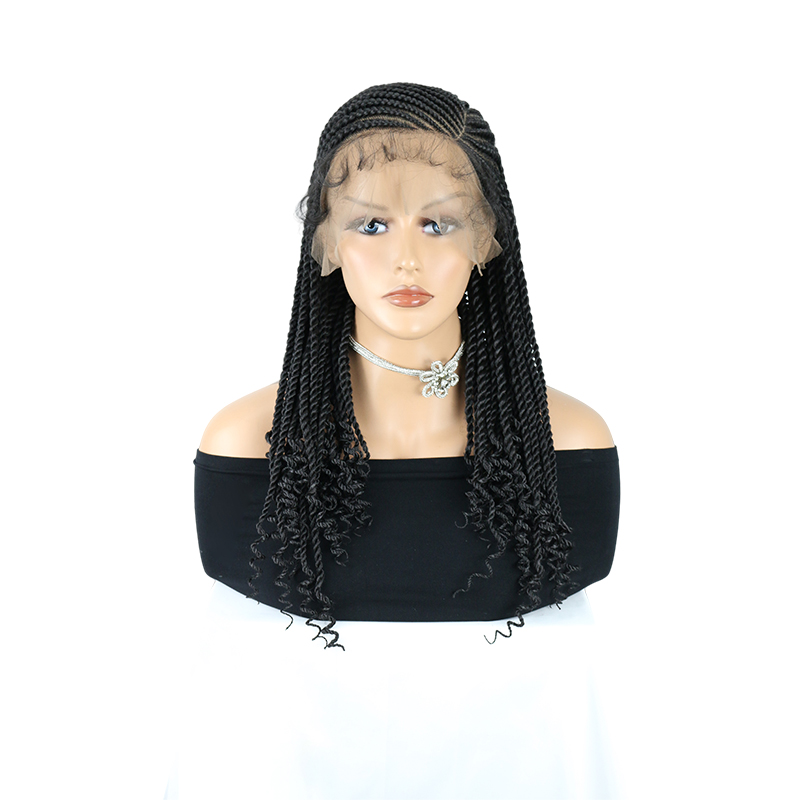 18inch Twist braided wig, 13*8 Side Parting Lace Front Cornrow Braid Wig for Black Women