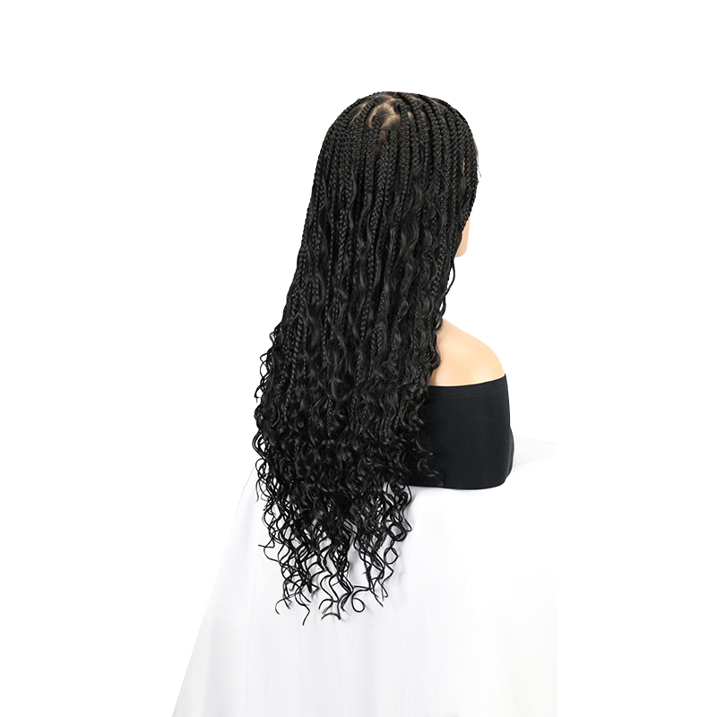 13x8 HD Lace Front Braided Wigs Boho Braided Wigs for Women Knotless Braid Wig with Baby Hair Box Braid wigs Long Premium Synthetic Wig Black 26 Inch