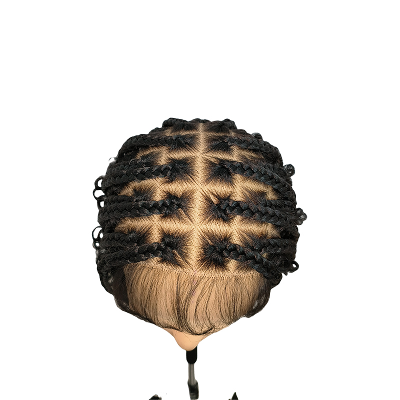 13x8 HD Lace Front Short Boho Box Braided Wigs, 14 inch Bohemian Knotless Braid Wig for Black Women Synthetic Braided Wigs with Baby Hair