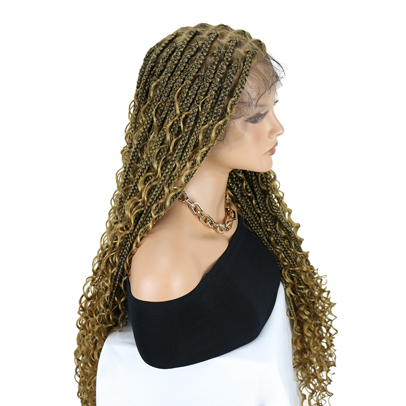 13x8 HD Lace Front Braided Wigs Boho Braided Wigs for Women Knotless Braid Wig with Baby Hair Box Braid wigs Long Premium Synthetic Wig Black 36 Inch