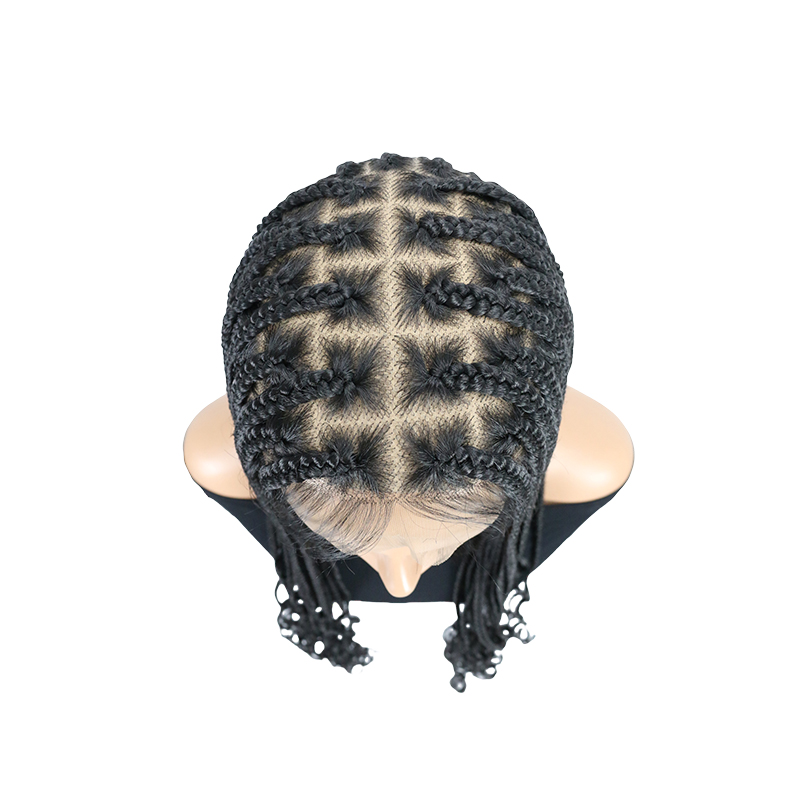 36'' 13x8'' HD Lace Front Knotless Braided Wigs for Black Women Box Braid Wig with Boho Curly Ends Braided Lace Front Wigs for Black Women