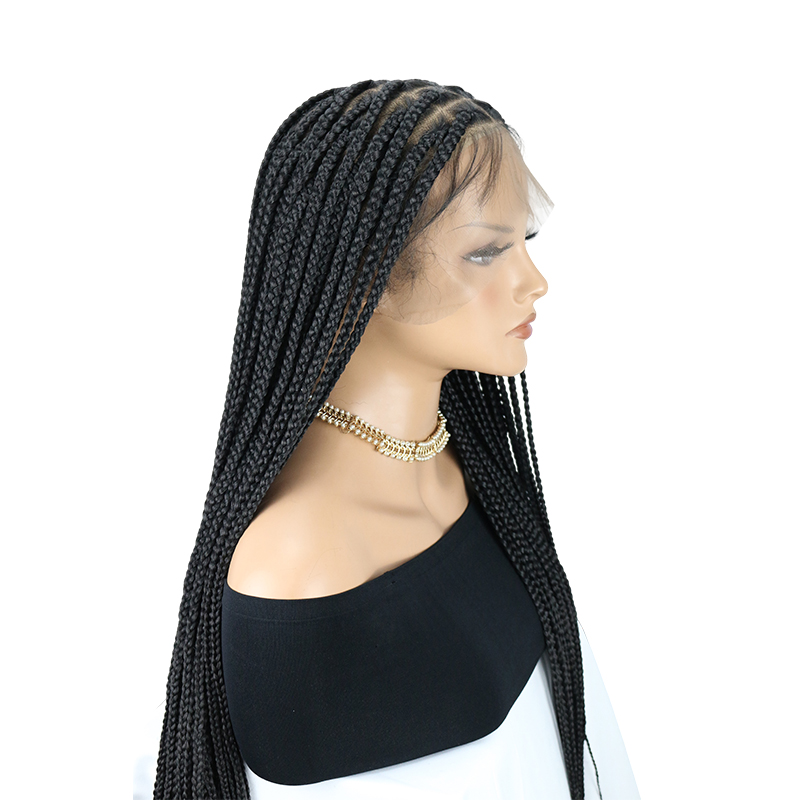 13*8 HD Lace Knotless Braided Wigs for Women Box Braided Wig with Baby Hair Long Black 36