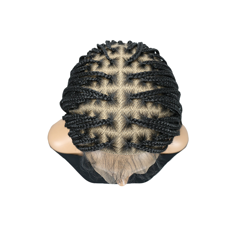 36inch HD Full lace Braided Wigs for Black Women,  Small Knoteless Braid lace wig with Large Curly Ends Natural Long Black