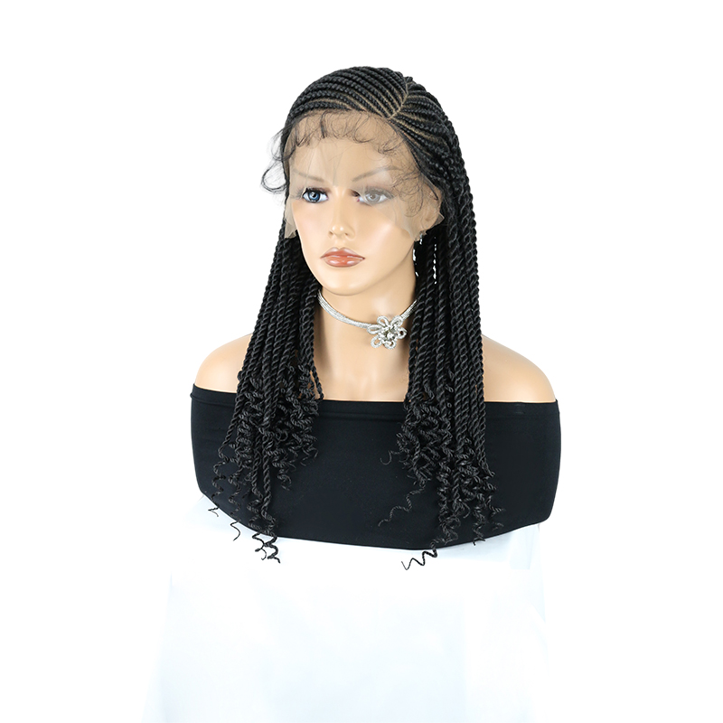 18inch Twist braided wig, 13*8 Side Parting Lace Front Cornrow Braid Wig for Black Women